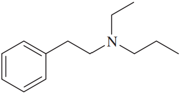 Chemical structure of a tertiary amine, showing three different synthesis pathways using secondary amines.