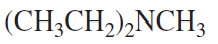 Chemical structure of diethylamine, a secondary amine, represented by the formula (CH3CH2)2NH.