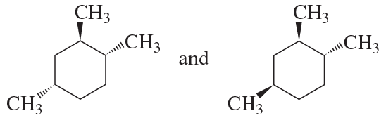 Two molecular structures are shown, labeled "and," illustrating a comparison of isomers.
