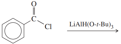 Chemical structure of a carbonyl compound with a chlorine atom, alongside a reducing agent, LiAlH(O-t-Bu)3.