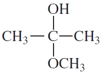 Structural formula of a compound showing a central carbon atom bonded to an OH group, a methyl group, and an ether group.