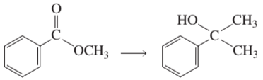 Chemical reaction diagram showing the conversion of a compound with an ester group to a carboxylic acid derivative.
