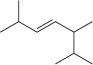 Chemical structure of an alkene with a double bond, illustrating cis and trans isomerism.