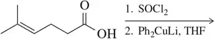 Chemical reaction: carboxylic acid reacts with SOCl2 and Ph2CuLi in THF to form acid chloride. Predict the product.