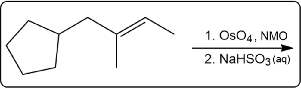 Reaction scheme for alkene conversion using OsO4 and NMO.