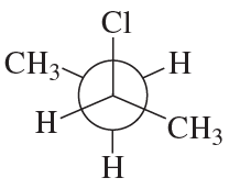 Structural representation of 2-chlorobutane showing its chirality with labeled groups for R and S configuration analysis.