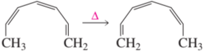 Illustration of a sigmatropic rearrangement reaction with reactants and products labeled, featuring a heat symbol.