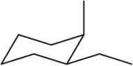 Structural representation of a substituted cycloalkane, illustrating cis and trans configurations.