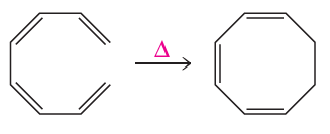 Illustration of pericyclic reactions with structures and arrows indicating reaction types.
