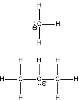 Lewis structure of the isopropyl radical CH(CH3)2 with a free electron.