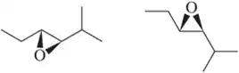 Two molecular structures illustrating different isomer types, including a chiral center and varying connectivity.