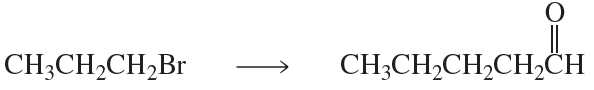 Synthesis reaction showing the conversion of 1-bromopropane to a ketone compound.