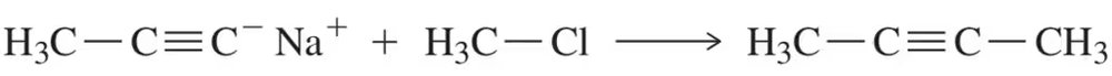 Chemical equation illustrating a substitution reaction with reactants and products, including a transition state diagram.