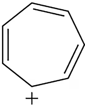 Hexagonal molecular structure with alternating double bonds, indicating a potential aromatic compound.
