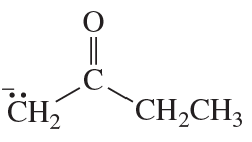 Resonance structure illustration showing a carbon atom bonded to an oxygen atom and two alkyl groups, with electron pairs indicated.