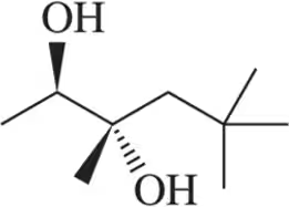 Structural formula of a molecule with two hydroxyl (OH) groups, indicating its classification as an alcohol.