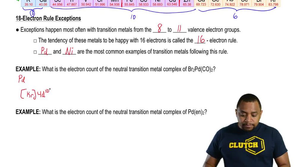 The 18 and 16 Electron Rule Example 1