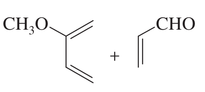 Chemical structures of two reactants for a Diels-Alder reaction, labeled with their molecular formulas.