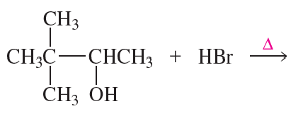 Chemical reaction diagram showing a substitution reaction with reactants and a heat symbol indicating the reaction condition.