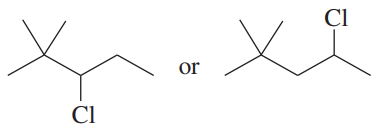 Two chemical structures with a chlorine atom, labeled "or," illustrating a comparison for SN2 reaction rates.