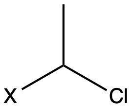 Molecular structure showing chiral center X with chlorine substituent.