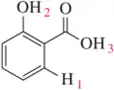 Chemical structure with labeled hydrogens: H1, H2, H3, for predicting spin-splitting patterns in 1H NMR analysis.