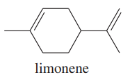 Chemical structure of limonene, a compound contributing to the tangy odor of lemons.