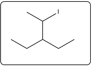 Chemical structure depicting the major product of hydrohalogenation of 3-ethylpent-2-ene.