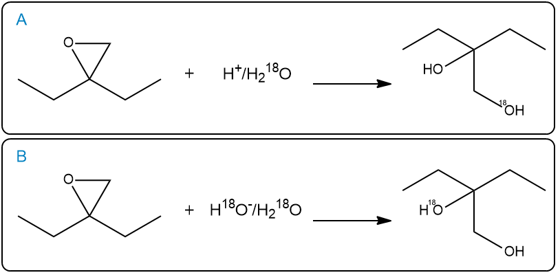 Epoxide reactions with products labeled, indicating stereochemistry.
