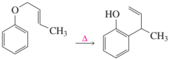 Chemical reaction showing sigmatropic rearrangement with electron movement indicated by arrows.
