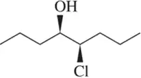 Chemical structure showing a carbon chain with hydroxyl (OH) and chlorine (Cl) functional groups attached.