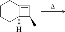 Chemical structure illustrating a thermal electrocyclic reaction with a hexagonal ring and an arrow indicating reaction direction.