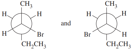 Two molecular structures showing isomers with different arrangements of atoms and bonds, labeled with chemical groups.