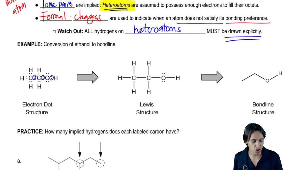 Conversion of ethanol from electron dot to bondline