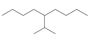 Structural representation of an alkyl group with carbon chains and branching.