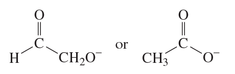 Structural formulas comparing two chemical species with hydroxide groups, asking which is the stronger base.