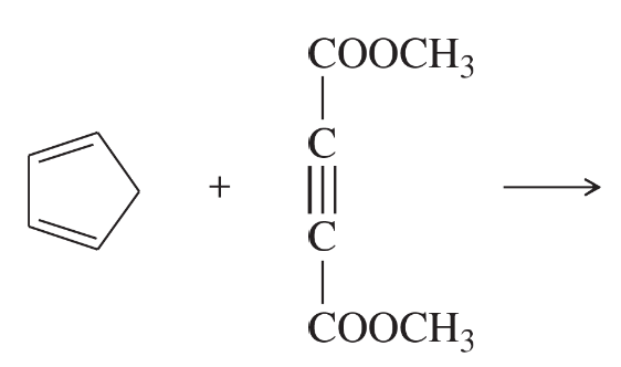 Chemical structure diagram showing a benzene ring reacting with a diene to form bridged products.
