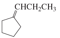 Chemical structure of a cyclopentene with a propyl group, labeled CHCH2CH3.