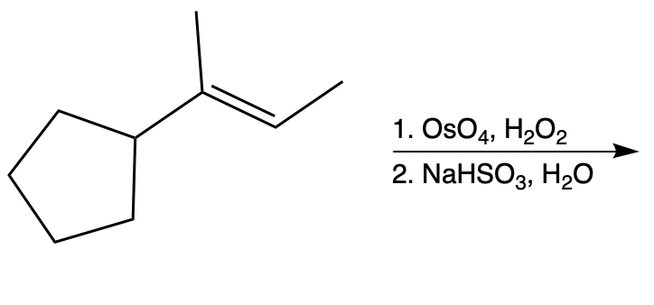 Reaction scheme for dihydroxylation using OsO4 and NaHSO3.