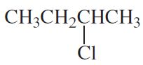 Structural formula of an alkyl halide with a chlorine atom attached to a secondary carbon.