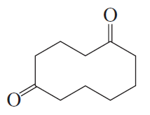 Chemical structure of a product from ozonolysis of an alkene, treated with dimethyl sulfide, showing carbon and oxygen atoms.