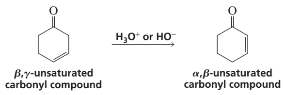 Rearrangement of a β-ɣ-unsaturated carbonyl compound to a more stable α,β-unsaturated compound with acid or base.