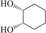 Chemical structure of a cyclohexane with two hydroxyl (OH) groups attached, illustrating chair conformations.