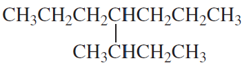 Structural formula of a hydrocarbon compound with alkyl groups, showing carbon and hydrogen atom arrangements.