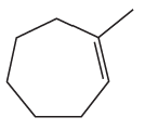 Chemical structure of a cyclic compound illustrating ozonolysis products and subsequent treatment with dimethyl sulfide.
