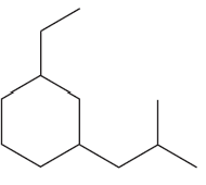 Chemical structure of a cycloalkane with labeled carbon atoms for systematic naming.