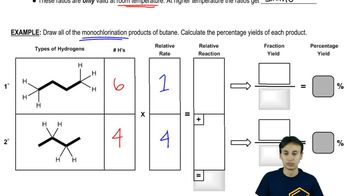 Draw all of the monochlorination products and calculate percentage yields.