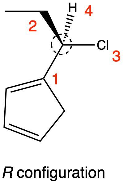 Chiral compound with numbered substituents indicating R configuration.