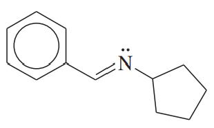 Chemical structure illustrating the synthesis of an imine derivative from a carbonyl compound.