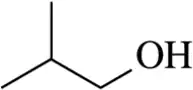 Chemical structure of a branched alcohol with a hydroxyl group (OH) attached, relevant to elimination reactions.